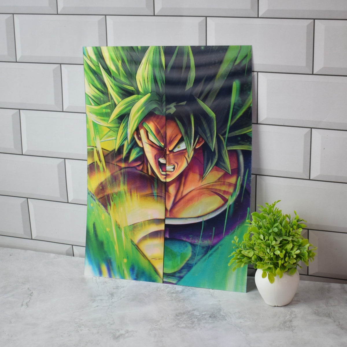 Dragon Ball Vegeta, Goku & Broly Split Face 3D Lenticular A3 Poster – Broly
