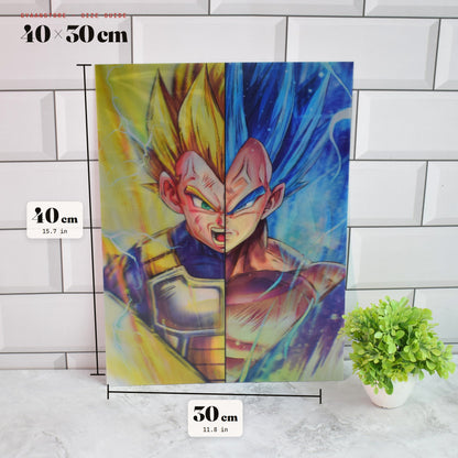 Dragon Ball Vegeta, Goku & Broly Split Face 3D Lenticular A3 Poster – size guide 40 x 30 cm