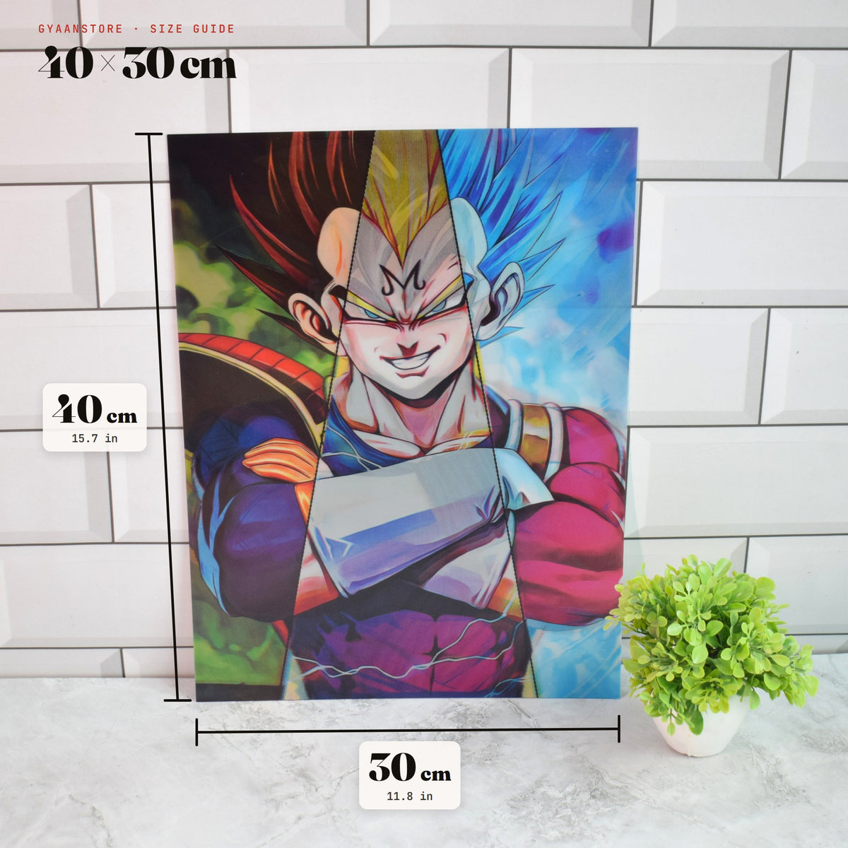 Dragon Ball Vegeta & Goku Split 3D Lenticular A3 Poster – size guide 40 x 30 cm