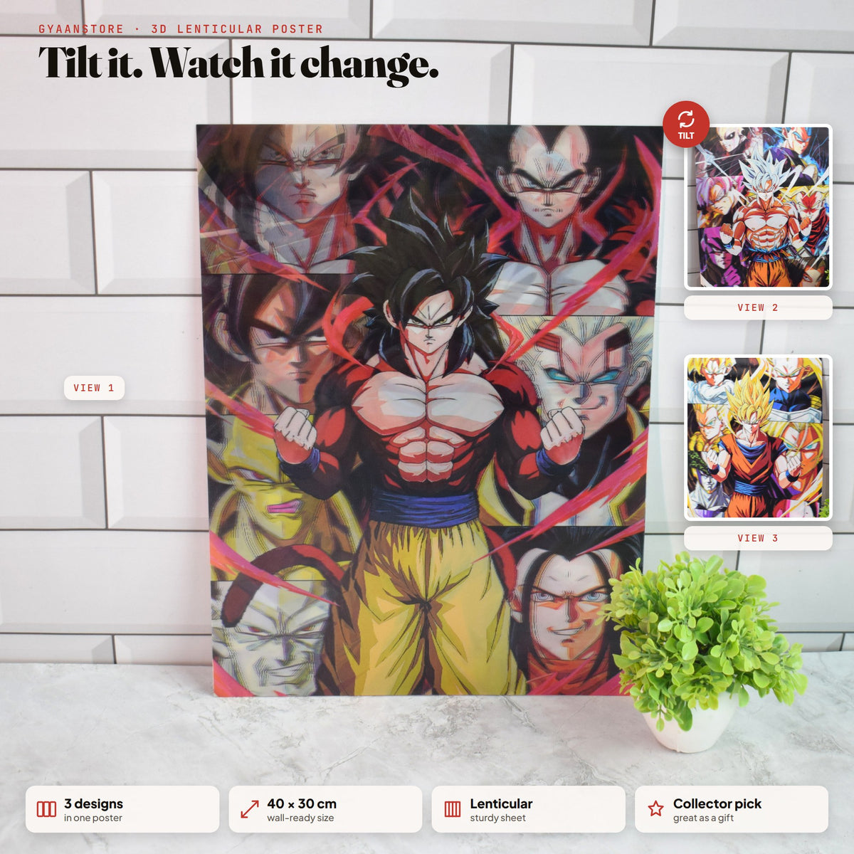 Dragon Ball Z Heroes Collage 3D Lenticular A3 Poster – tilt to see all 3 designs