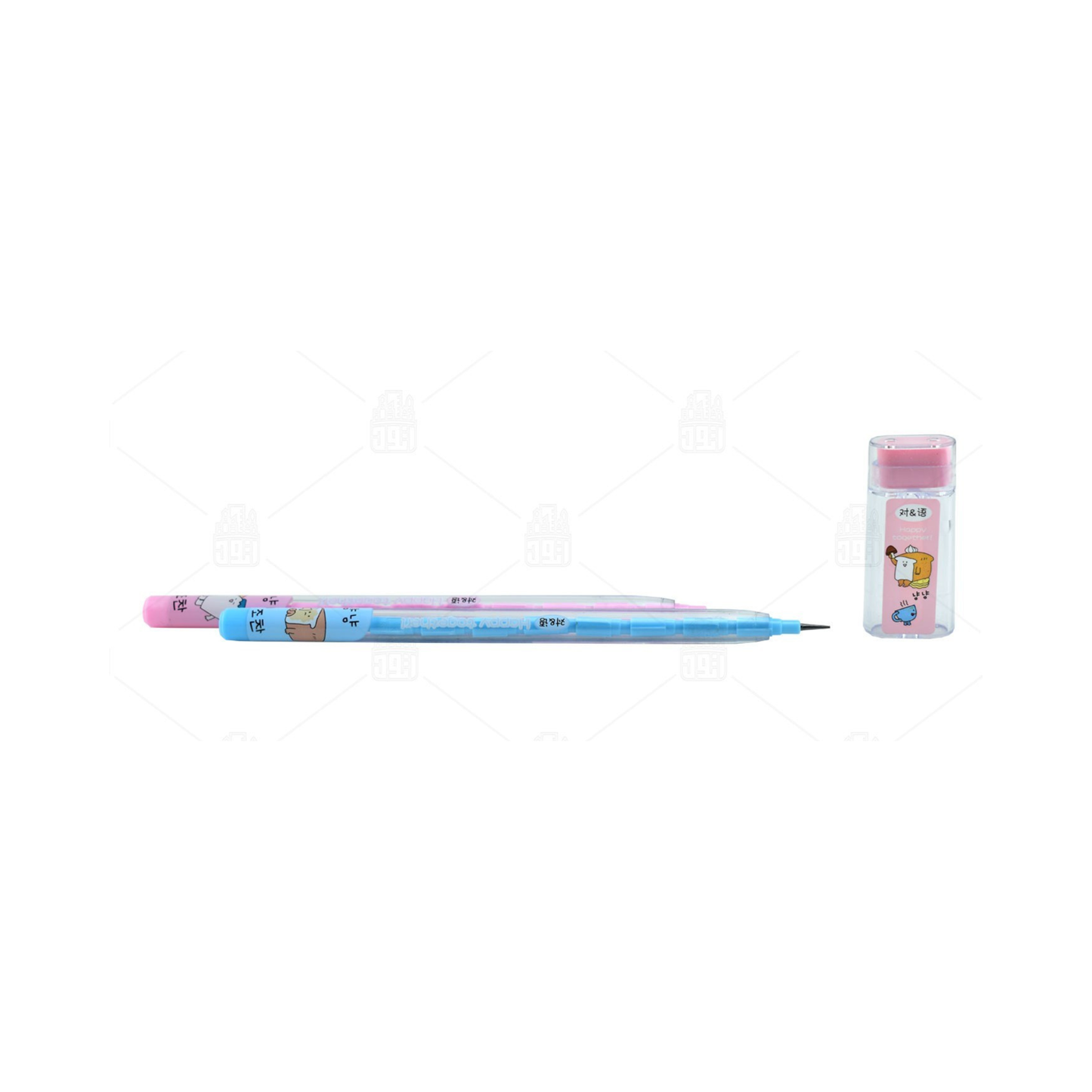 Cute Cartoon Wooden Pencil Set – Twin Pencils with Storage Case