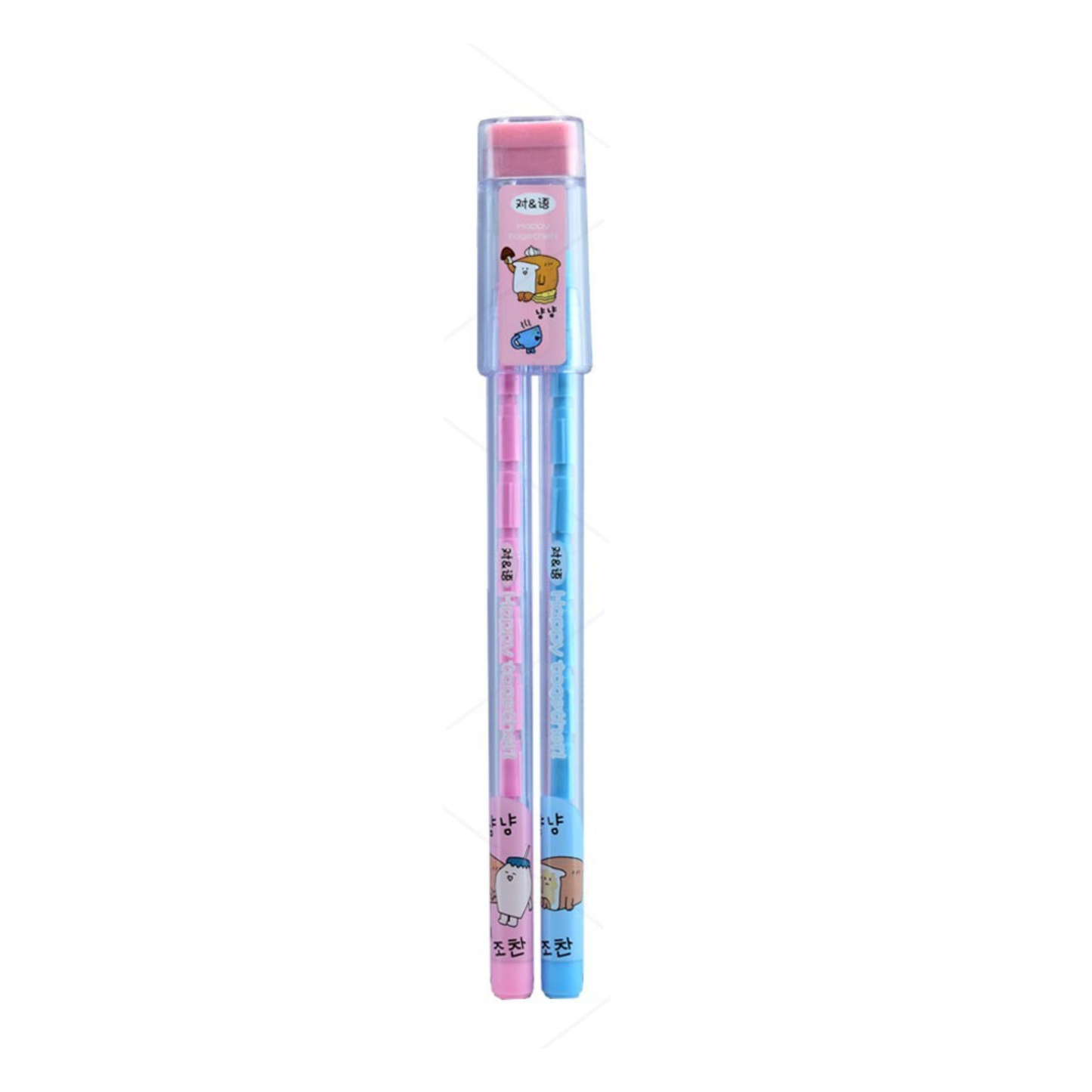 Cute Cartoon Wooden Pencil Set – Twin Pencils with Storage Case