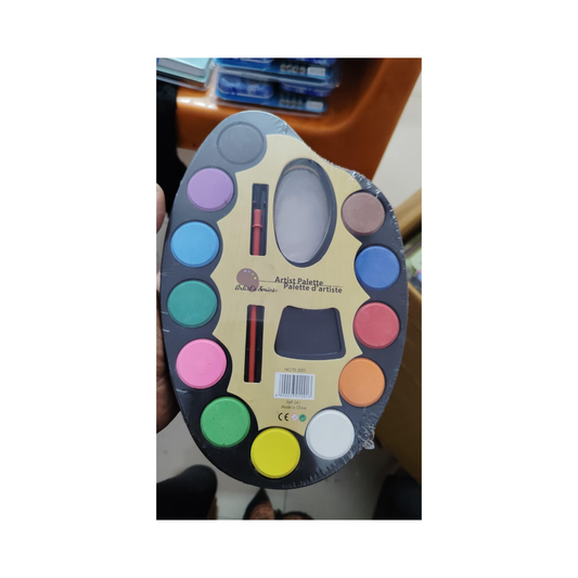 Artist Water Color Palette – 12 Shade Painting Set with Brush