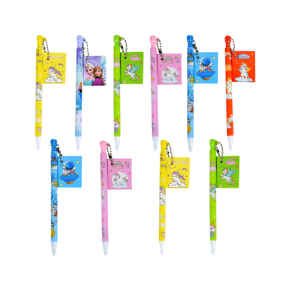 Cartoon Character Keychain Pen – Cute Kids Writing Pen with Chain Tag