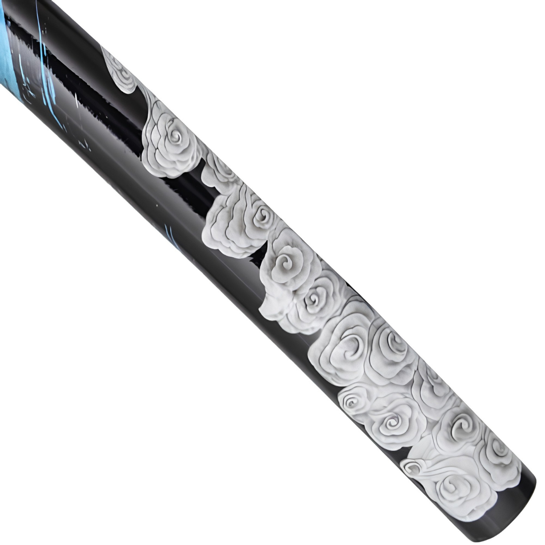 Ghost of Tsushima: Jin Sakai Wooden Katana 104cm - white cloud pattern painted on the black saya