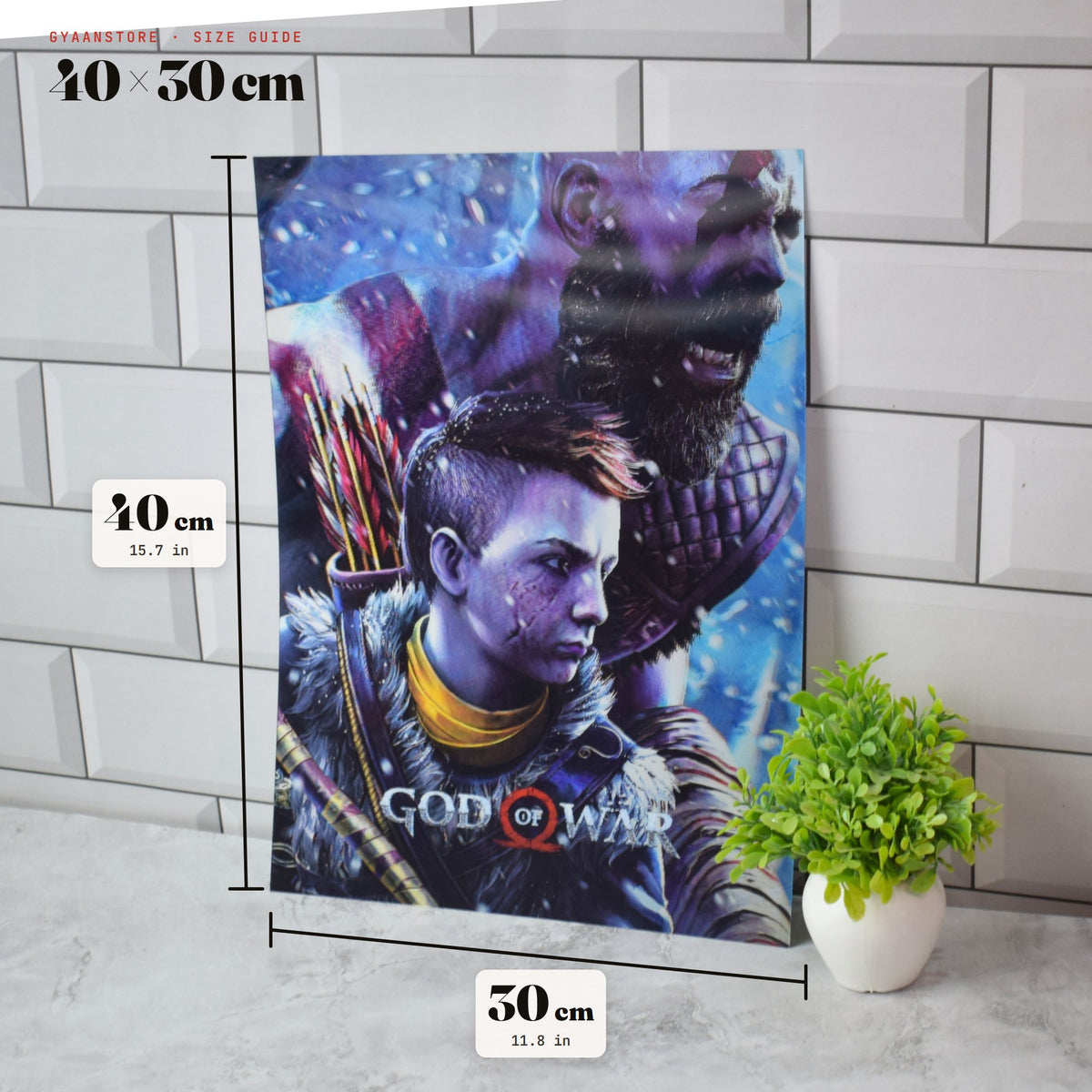 God of War Kratos & Atreus 3D Lenticular A3 Poster – size guide 40 x 30 cm