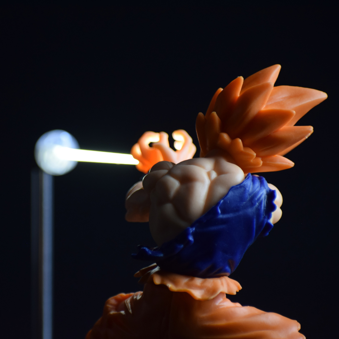 Goku Magnetic Levitation Lamp - Glowing Kamehameha Beam, Super Saiyan Figure on Display Base - back detail