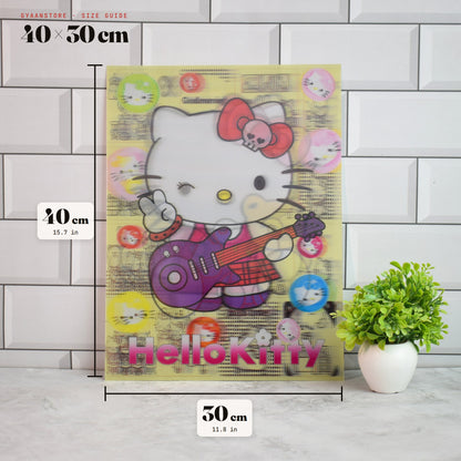 Hello Kitty Cute Friends 3D Lenticular A3 Poster – size guide 40 x 30 cm
