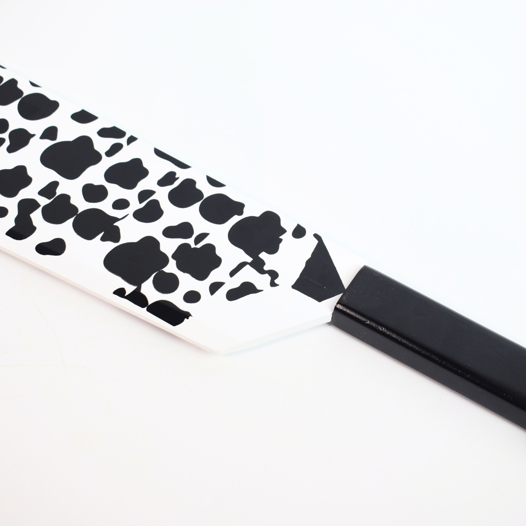Jujutsu Kaisen: Nanami Kento's Cleaver Wooden Display Knife (50 cm) - angled close-up where the blade meets the black handle