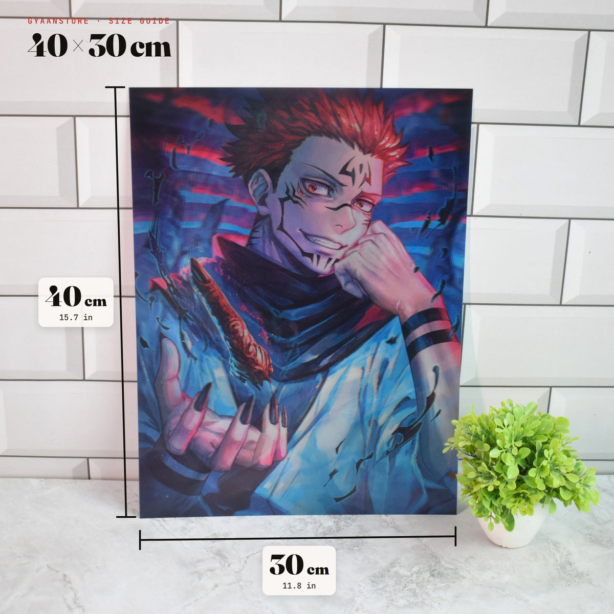 Jujutsu Kaisen Sukuna, Gojo & Yuji 3D Lenticular A3 Poster – size guide 40 x 30 cm