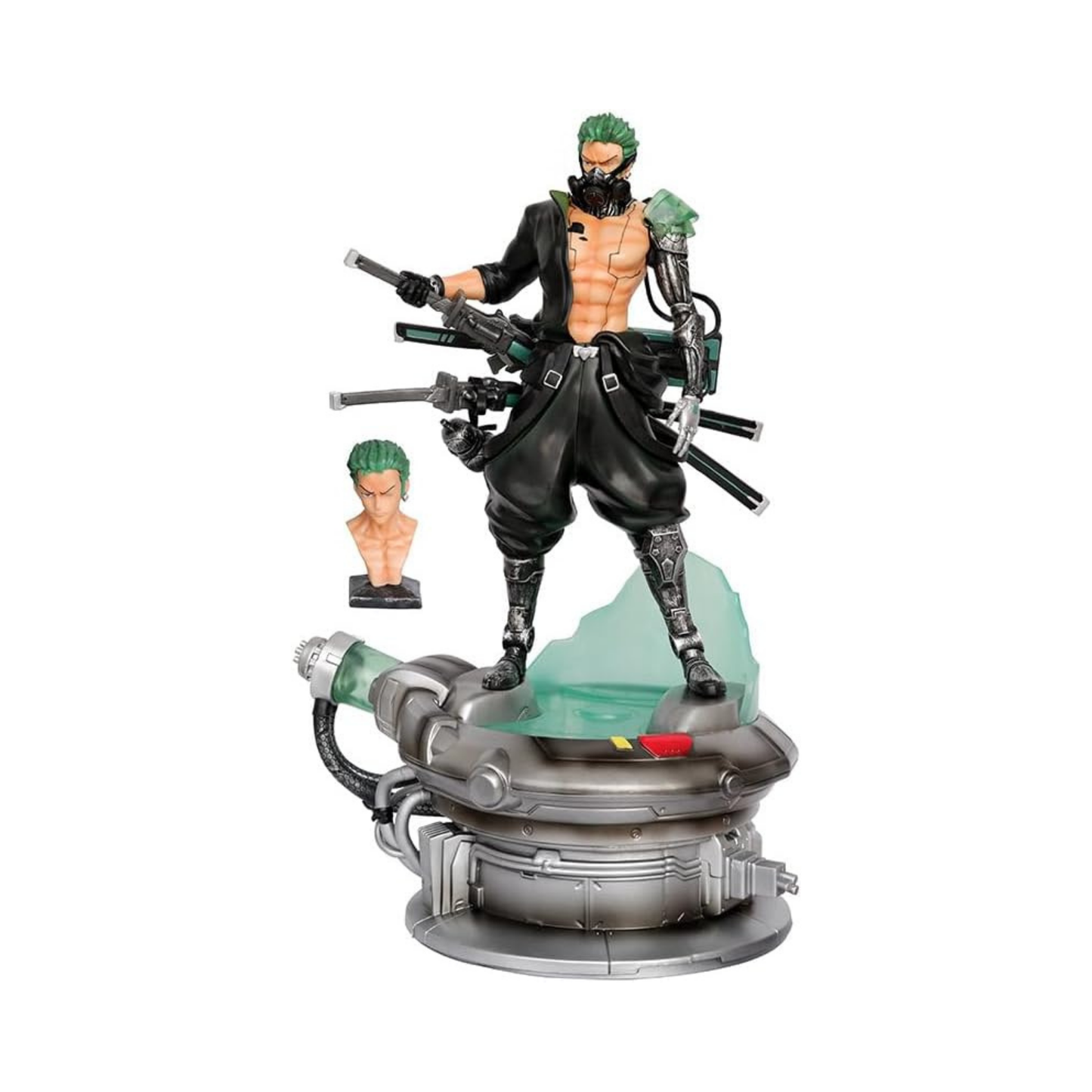 Cyber Zoro – Premium Anime Action Figure with Dual Head & Mechanical Base