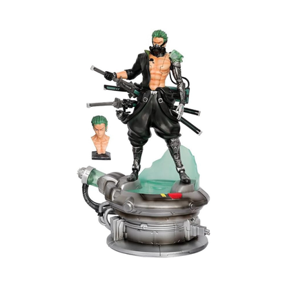 Cyber Zoro – Premium Anime Action Figure with Dual Head & Mechanical Base