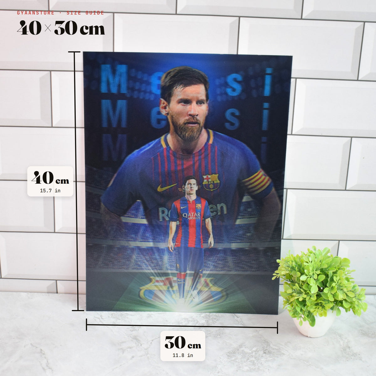Lionel Messi Barcelona, PSG & Argentina 3D Lenticular A3 Poster – size guide 40 x 30 cm