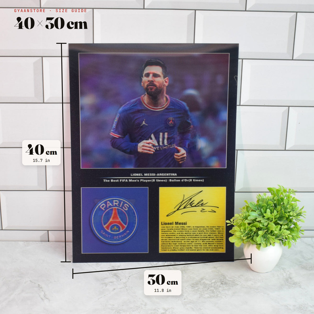 Lionel Messi PSG, Barcelona & Inter Miami 3D Lenticular A3 Poster – size guide 40 x 30 cm