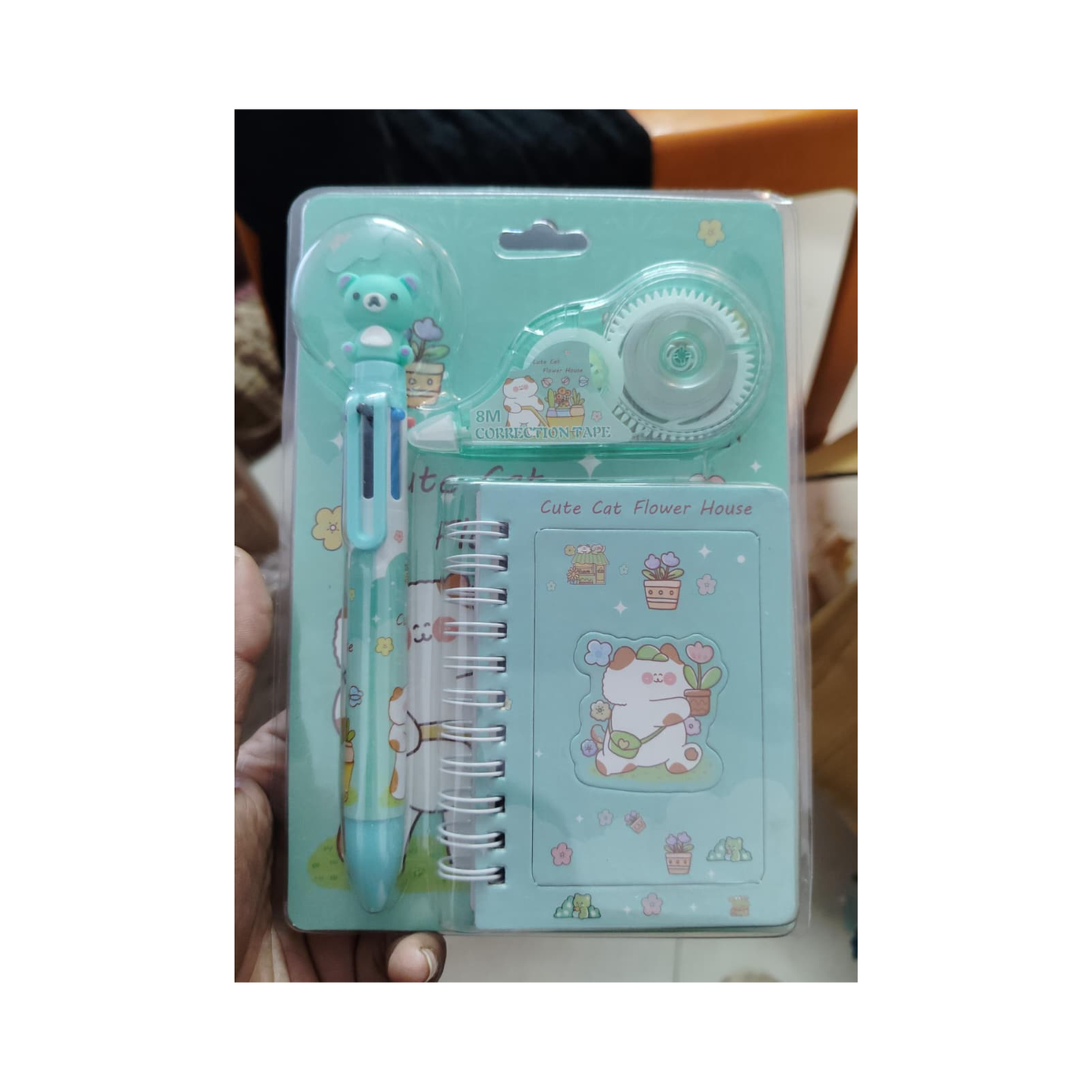 Cute Cat Flower House Mini Stationery Gift Set