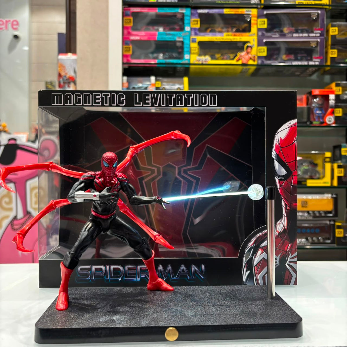 Spider-Man Magnetic Levitation Lamp - Floating Glowing Web (Black & Red Suit)