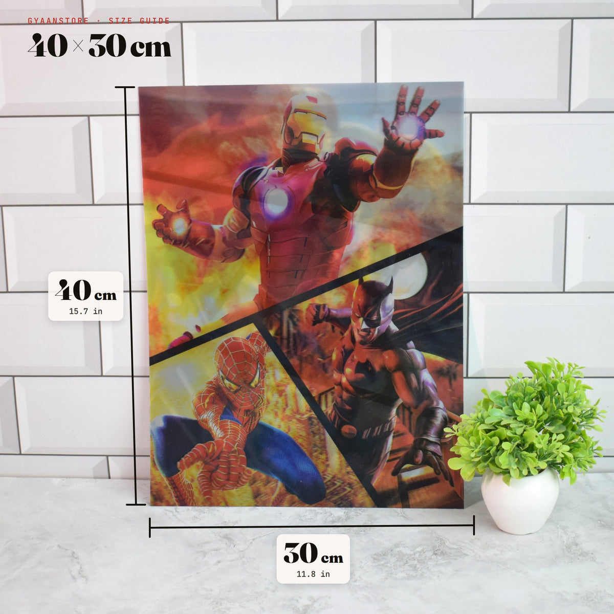 Marvel & DC Superheroes Collage 3D Lenticular A3 Poster – size guide 40 x 30 cm