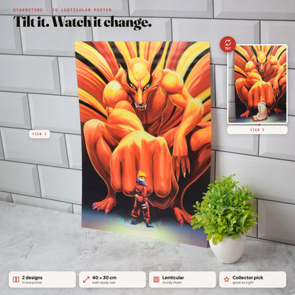 Naruto Kurama Nine-Tails 3D Lenticular A3 Poster – tilt to see both designs