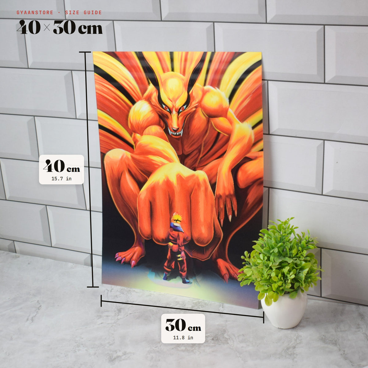 Naruto Kurama Nine-Tails 3D Lenticular A3 Poster – size guide 40 x 30 cm