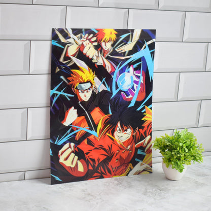 Naruto, Luffy & Ichigo Anime Crossover 3D Lenticular A3 Poster – design 1