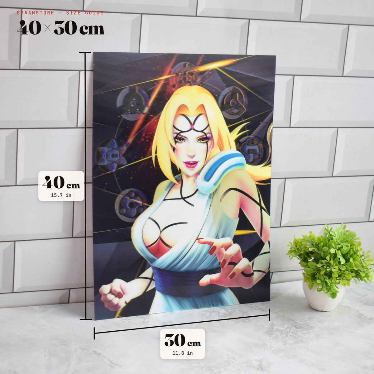 Naruto Tsunade 3D Lenticular A3 Poster – size guide 40 x 30 cm