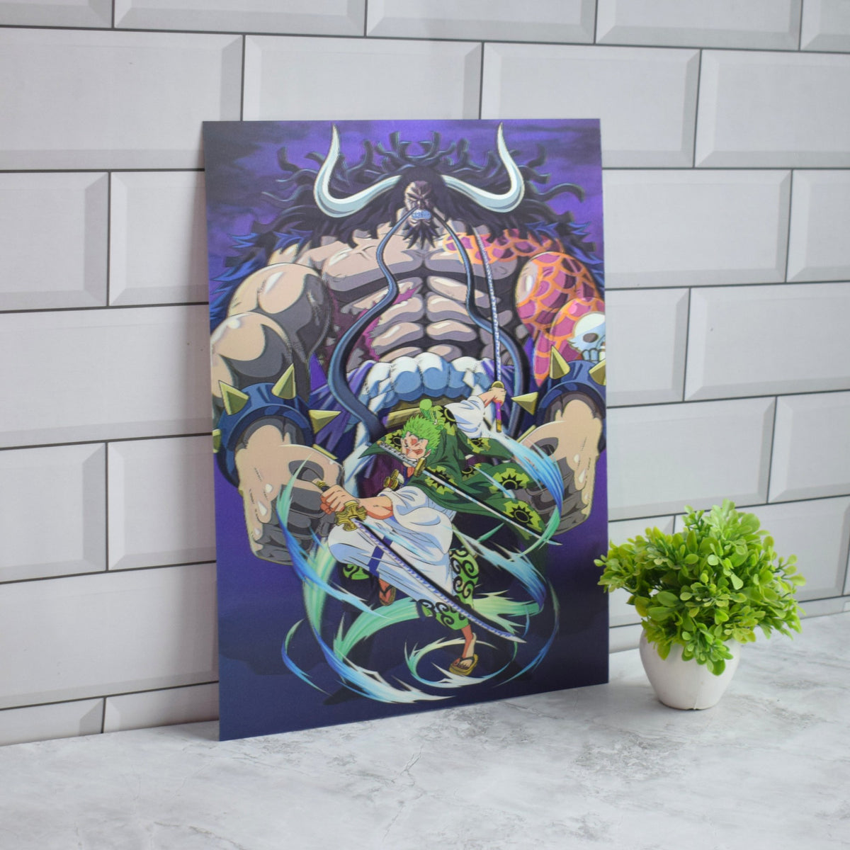 One Piece Kaido vs Luffy, Zoro & Sanji Wano 3D Lenticular A3 Poster – design 2