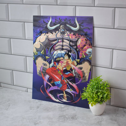One Piece Kaido vs Luffy, Zoro & Sanji Wano 3D Lenticular A3 Poster – design 3