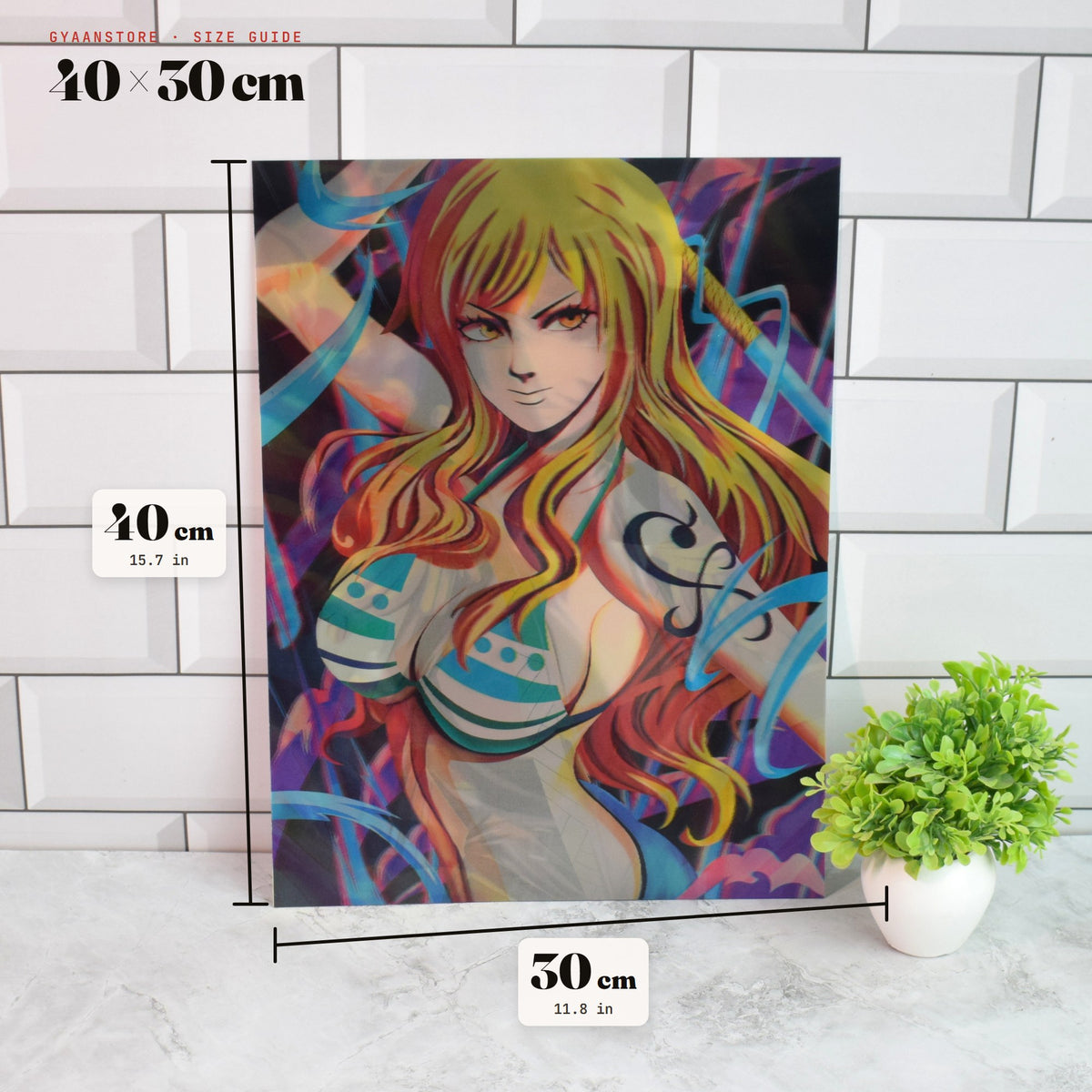 One Piece Nami, Boa Hancock & Nico Robin 3D Lenticular A3 Poster – size guide 40 x 30 cm