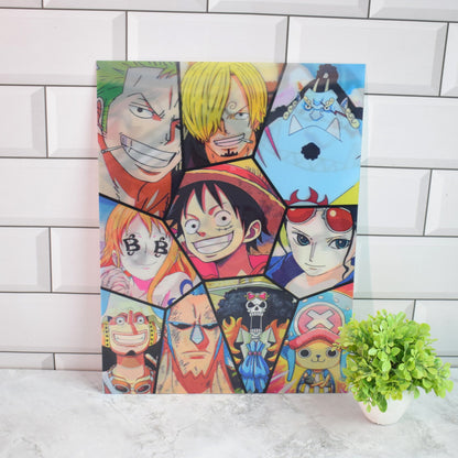 One Piece Straw Hat Crew Faces 3D Lenticular A3 Poster – design 1