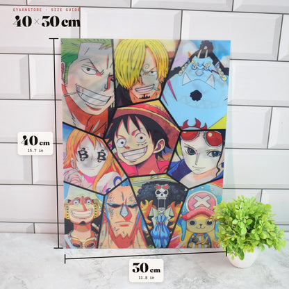 One Piece Straw Hat Crew Faces 3D Lenticular A3 Poster – size guide 40 x 30 cm