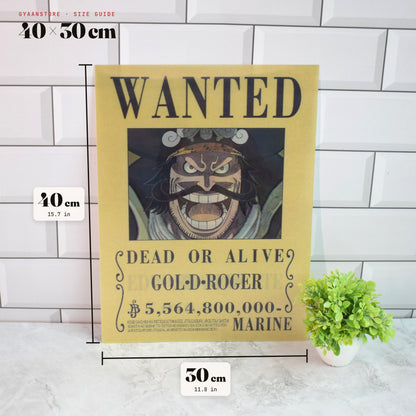 One Piece Wanted (Gol D. Roger, Whitebeard & Shanks) 3D Lenticular A3 Poster – size guide 40 x 30 cm