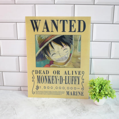One Piece Wanted (Luffy, Zoro & Sanji) 3D Lenticular A3 Poster – Luffy