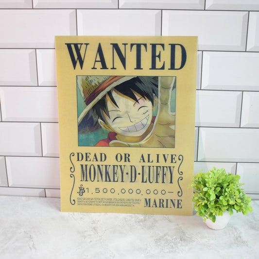 One Piece Wanted (Luffy, Zoro & Sanji) 3D Lenticular A3 Poster – Luffy