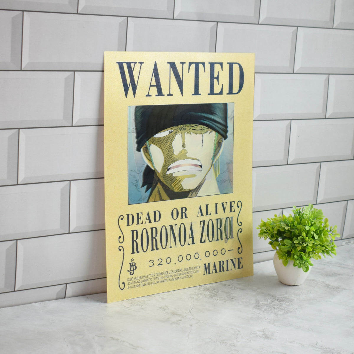 One Piece Wanted (Luffy, Zoro & Sanji) 3D Lenticular A3 Poster – Zoro