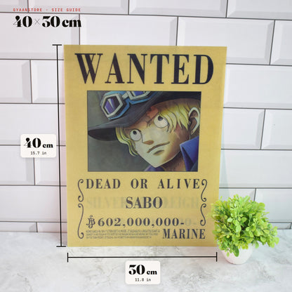 One Piece Wanted (Sabo, Kaido & Rayleigh) 3D Lenticular A3 Poster – size guide 40 x 30 cm