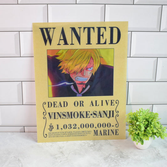 One Piece Wanted (Sanji, Luffy & Zoro) 3D Lenticular A3 Poster – Sanji
