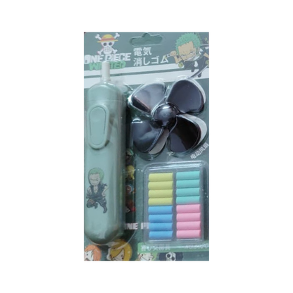 Anime Electric Eraser Set – One Piece Ace Theme with Refill & Fan