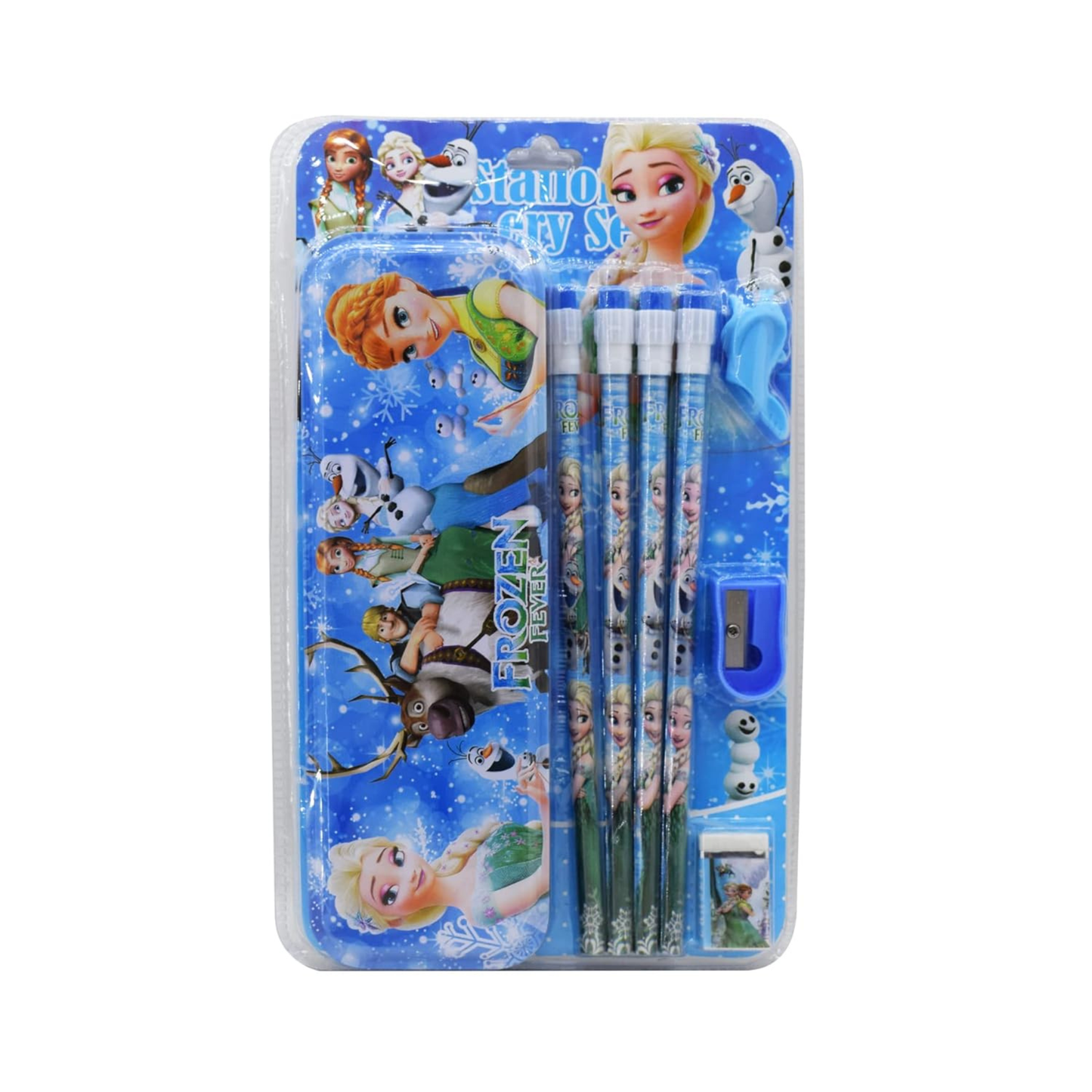 Frozen Themed Kids Stationery Gift Set | Pencil Box, Pencils, Eraser & Sharpener Combo