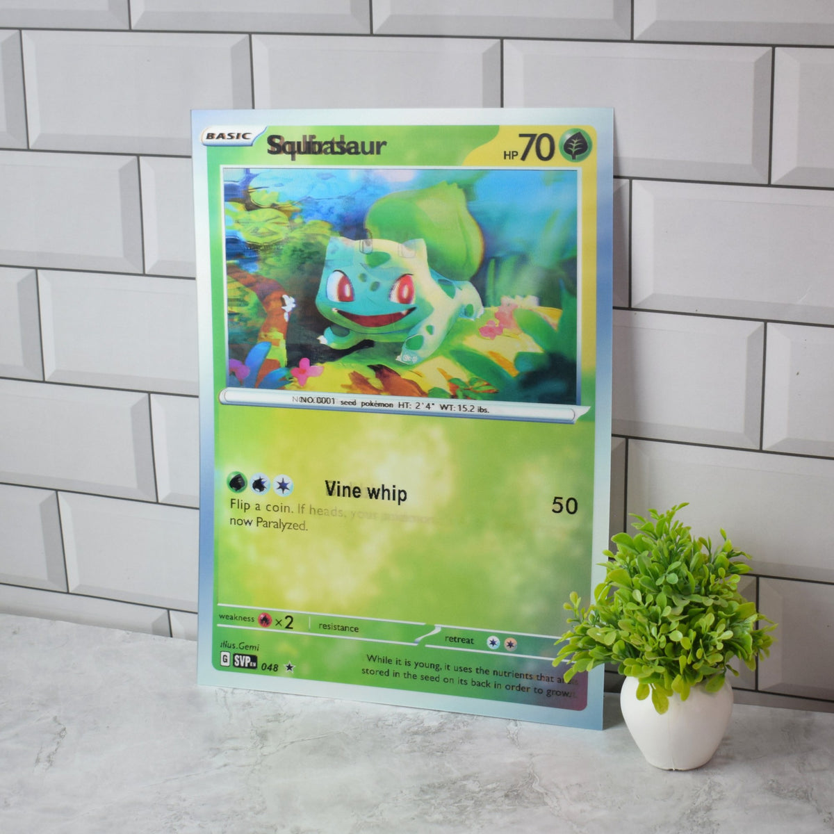 Pokémon Card Squirtle, Charmander & Bulbasaur 3D Lenticular A3 Poster – Bulbasaur