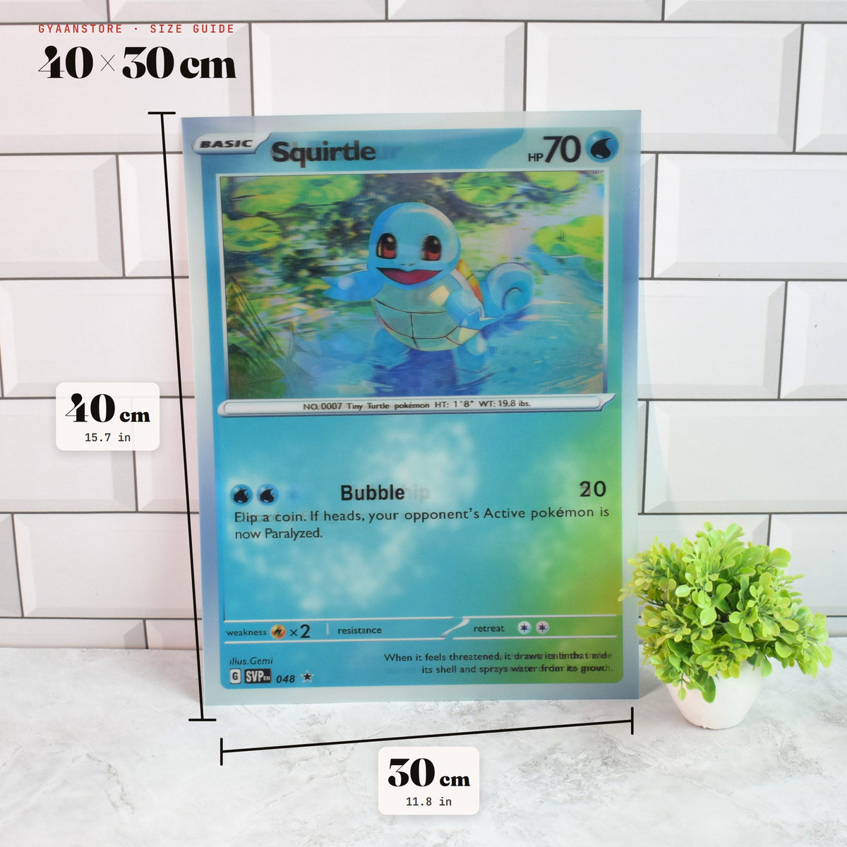 Pokémon Card Squirtle, Charmander & Bulbasaur 3D Lenticular A3 Poster – size guide 40 x 30 cm