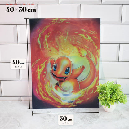 Pokémon Charmander, Bulbasaur & Squirtle Elements 3D Lenticular A3 Poster – size guide 40 x 30 cm
