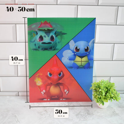 Pokémon Kanto Starters Evolution 3D Lenticular A3 Poster – size guide 40 x 30 cm