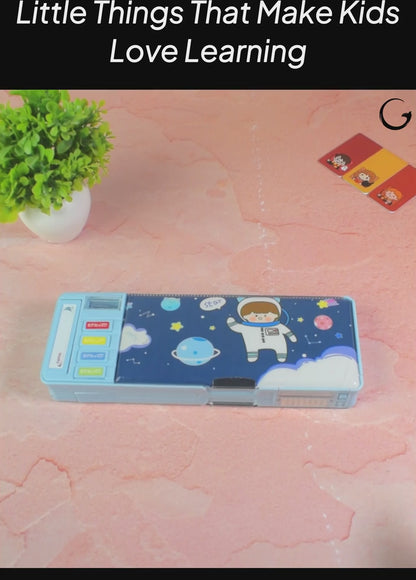 Cute Girl Cartoon Theme Multi-Compartment Pencil Box for Kids