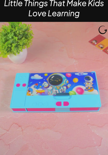 Multi-Compartment Pencil Box for Kids – Unicorn & Astronaut Space Themes