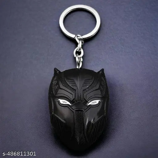 Black Panther Metal Mask Keychain – 3D Marvel Superhero Keyring