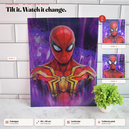 Spider-Man Suits Evolution 3D Lenticular A3 Poster – tilt to see all 3 designs
