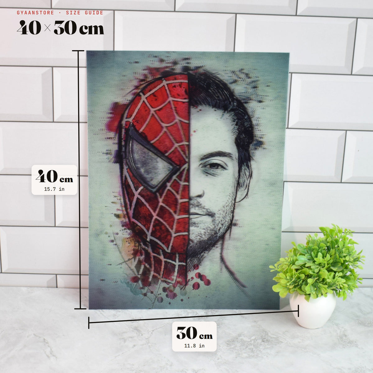 Spider-Man Three Actors Half-Mask 3D Lenticular A3 Poster – size guide 40 x 30 cm