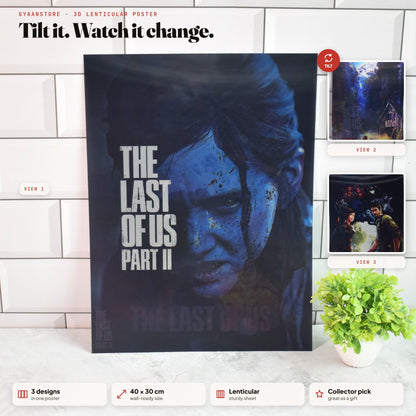 The Last of Us Ellie & Joel 3D Lenticular A3 Poster – tilt to see all 3 designs