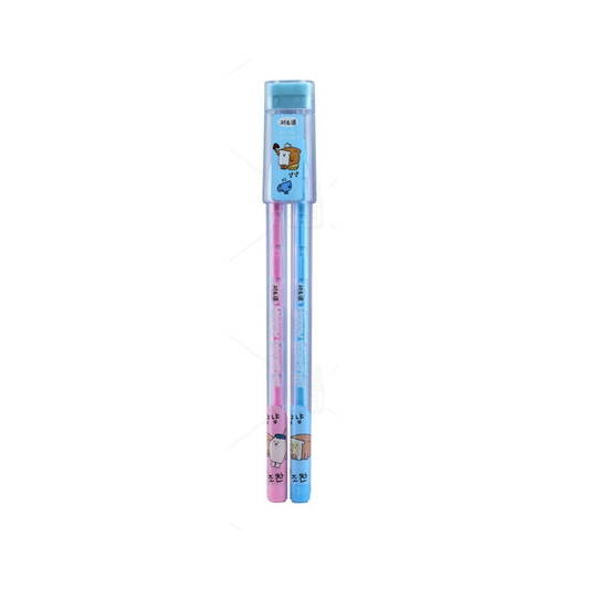 Cute Cartoon Wooden Pencil Set – Twin Pencils with Storage Case