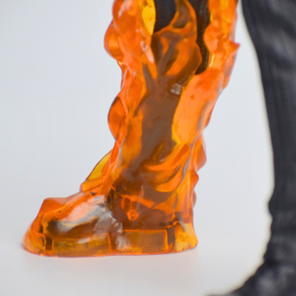 Vinsmoke Sanji Black Action Figure - close-up of orange flame effect on the leg